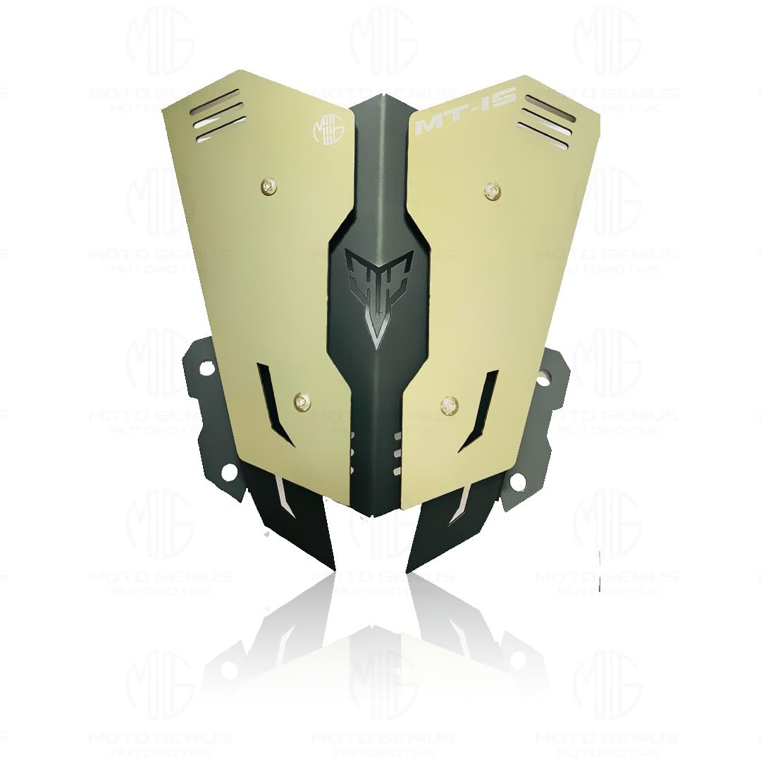 MOTO GENIUS Metal Visor Windscreen Windshield Deflector for MT 15 | Heavy Quality Flyscreen with Mount for Motorbike | Wind Sheld Protector
