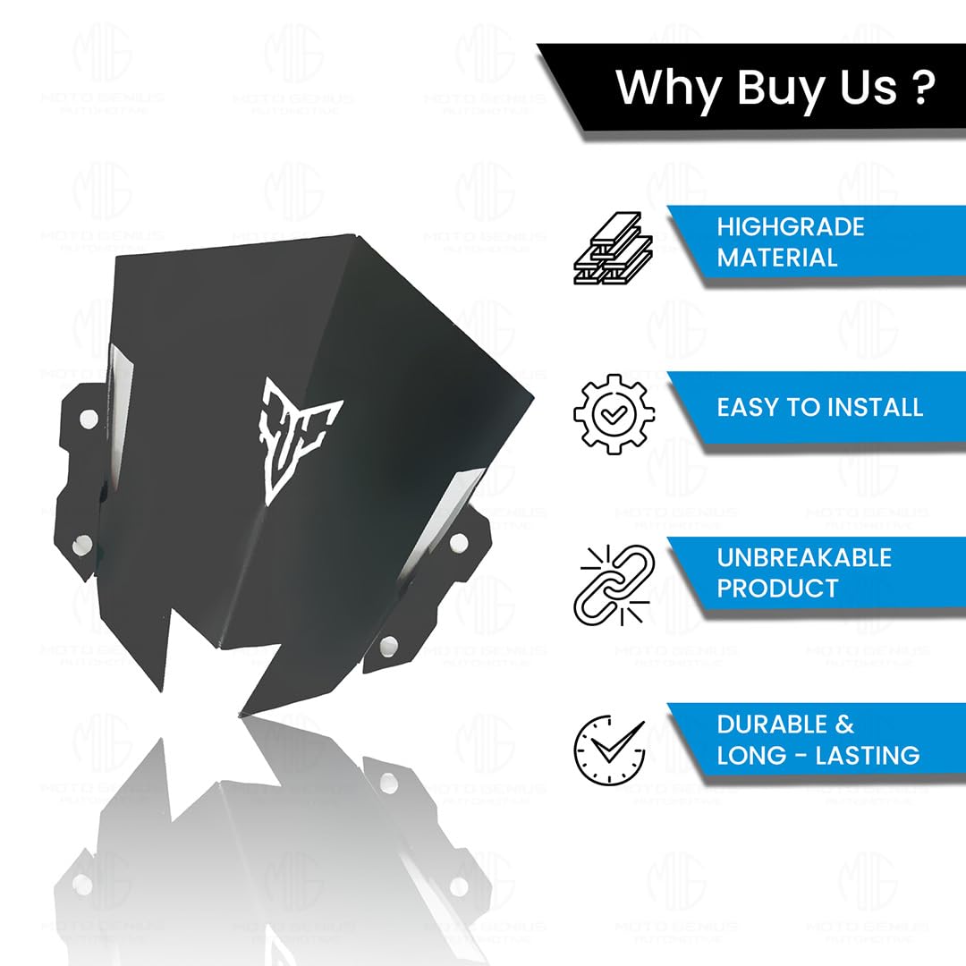 MOTO GENIUS Metal Visor Windscreen Windshield Deflector for MT 15 | Heavy Quality Flyscreen with Mount for Motorbike | Wind Sheld Protector (Black)