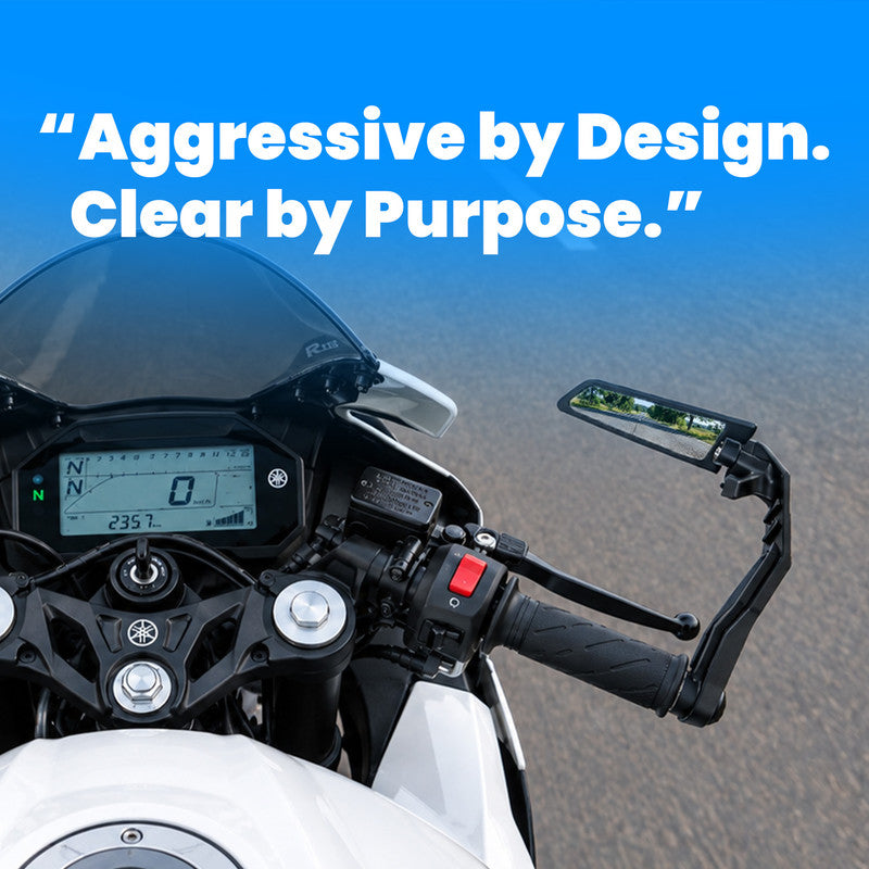 Universal Motorcycle Rearview Mirrors, 180° Adjustable Rotating Side Wing Mirrors, Handlebar Mounted Rear View Mirror for Motorcycles, Scooters & Bikes