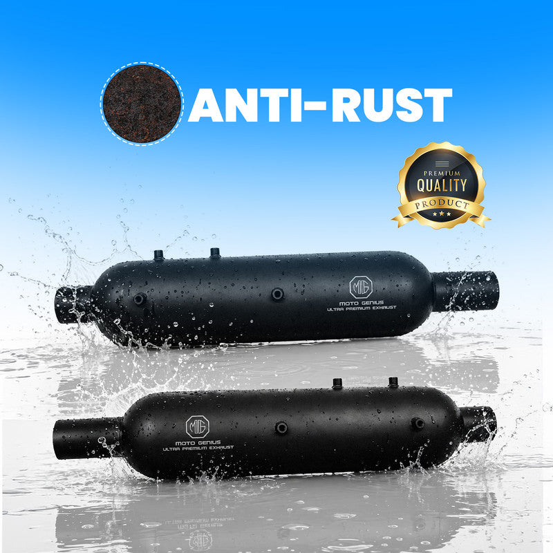 Bomber Exhaust Silencer for Royal Enfield Shotgun 650, Stainless Steel Dual Exhaust Muffler, Left & Right Side, Waterproof & Durable Motorcycle Exhaust Pipe (Pack of 2)