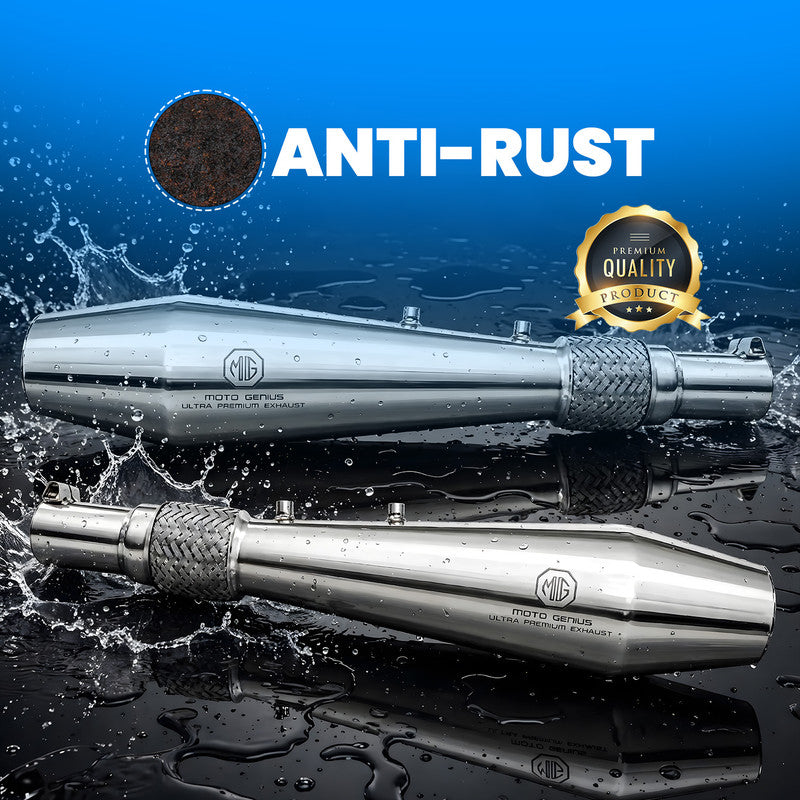 Stainless Steel Dual Exhaust Silencer for JAWA Cruiser Bikes (Left & Right Side) | Anti-Rust Premium Performance Exhaust System (Set of 2)