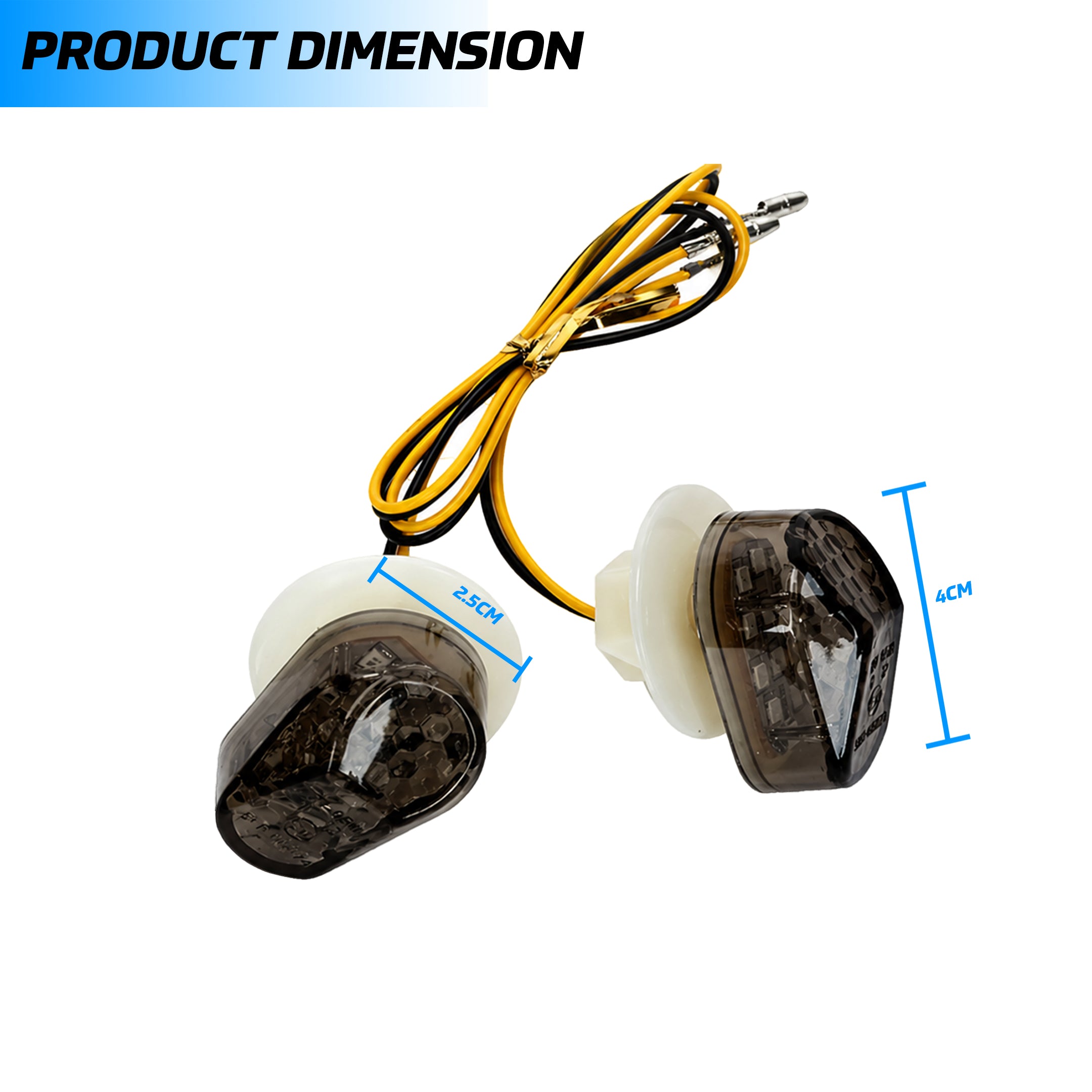 Front Honeycomb Flush Mount LED Turn Signal Indicators for Motorcycle – Waterproof Amber Lights for Yamaha R15 V2/V3/V4, R1, R6, Honda CBR, Kawasaki Ninja, Suzuki GSX-R (Pack of 2)
