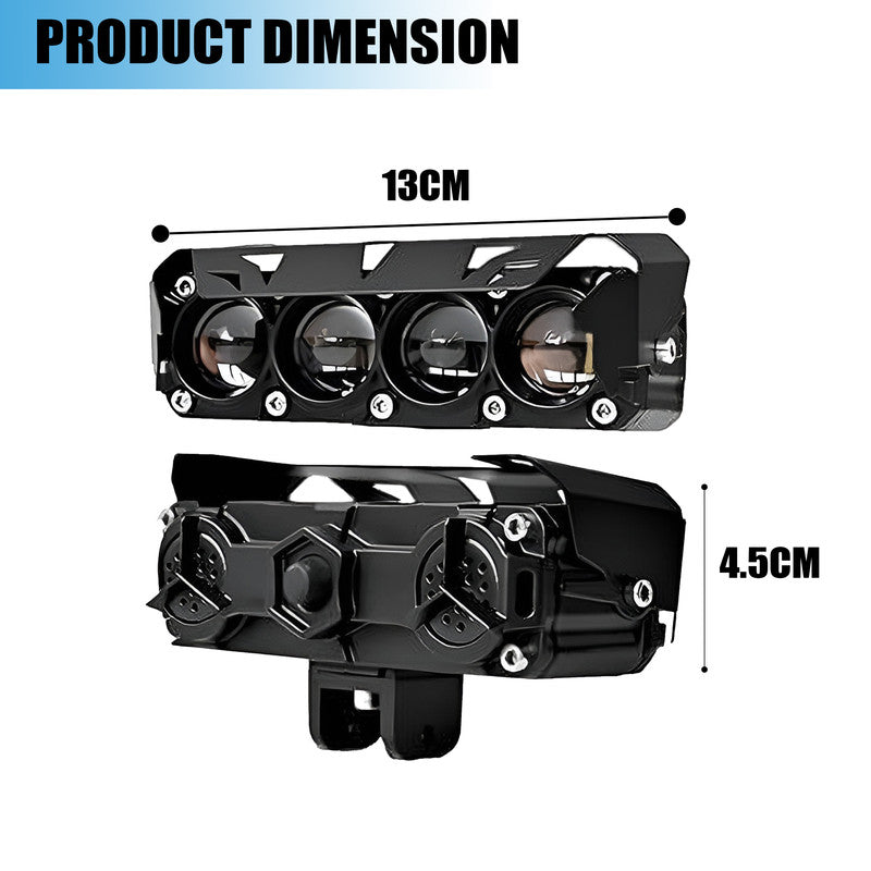 JX-130 WITHOUT HARNESS 40W Dual Color LED Fog Light for Motorcycles | 2 LED Dual Beam White & Yellow | Waterproof Auxiliary Driving Lamp (Pack of 2)