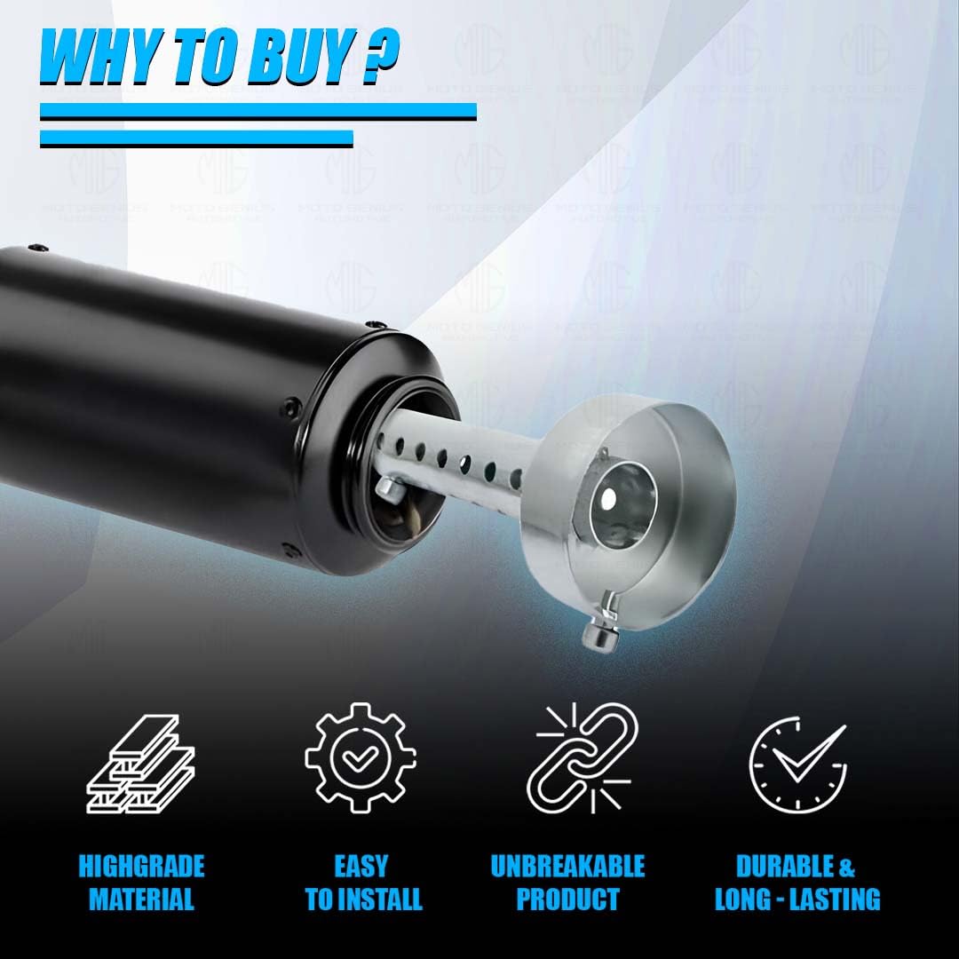 MOTO GENIUS Motorcycle Stainless Steel Universal Exhaust DB Killer | 51mm Silencer Muffler for Enhanced Performance (Cylinder Shape)