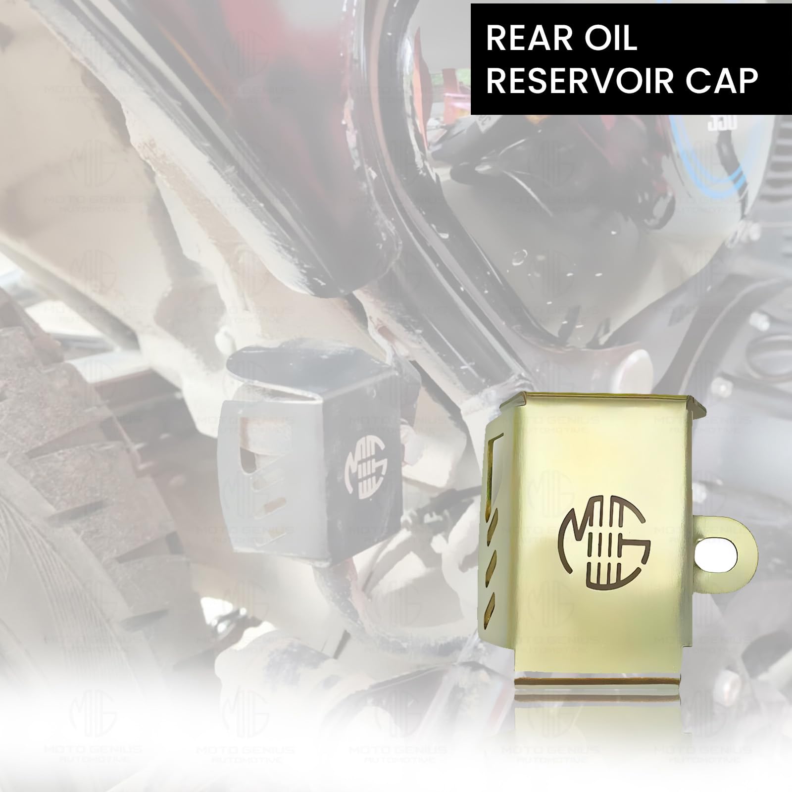 MOTO GENIUS Stainless Steel Rear Brake Oil Container Guard for RE Interceptor | Fluid Reservoir Cap Compatible with RE Interceptor ()