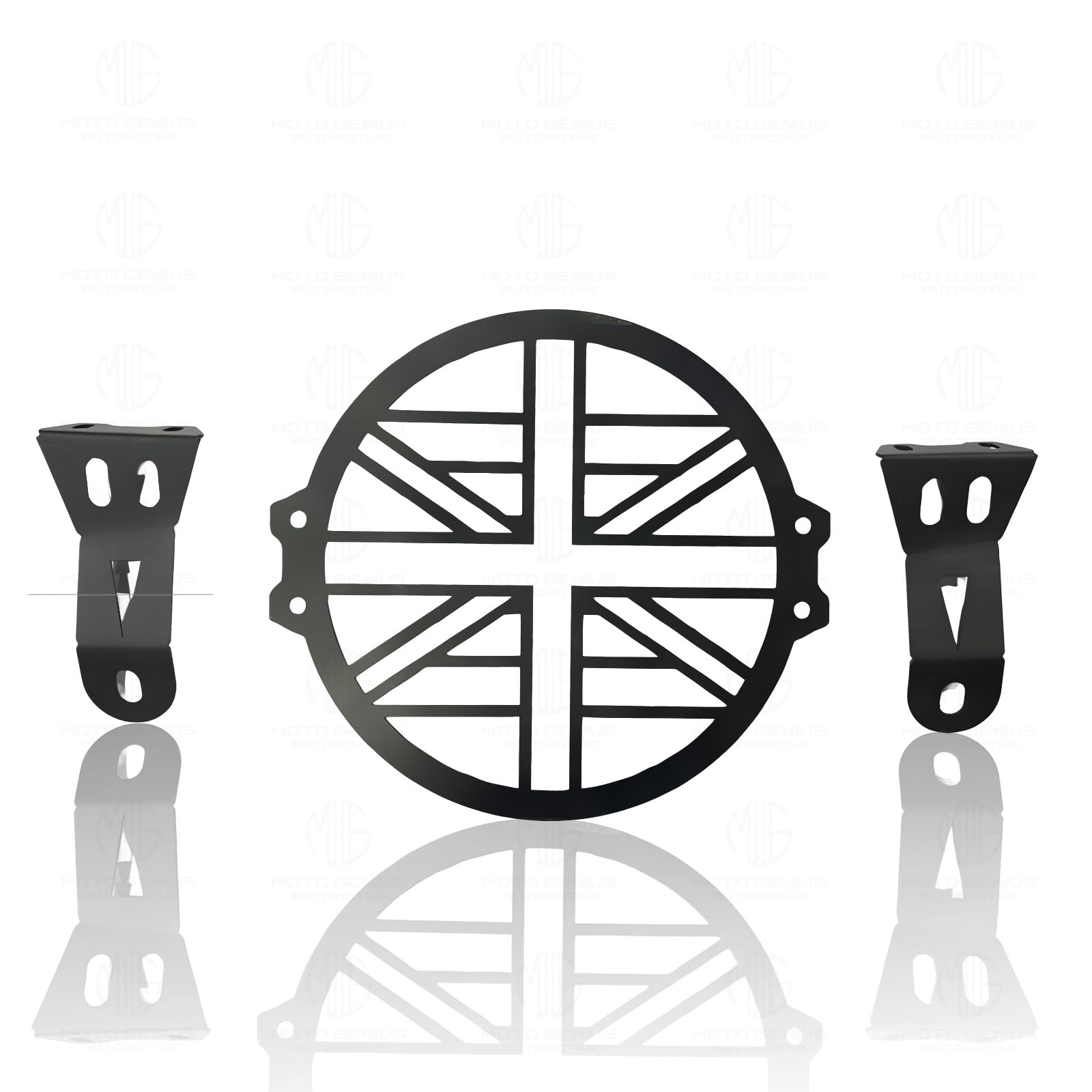 MOTO GENIUS Front Headlight Grill Guard for RE Super Meteor 650 | Durable Metal Protective Head Light Frame Protector (Plus Design)