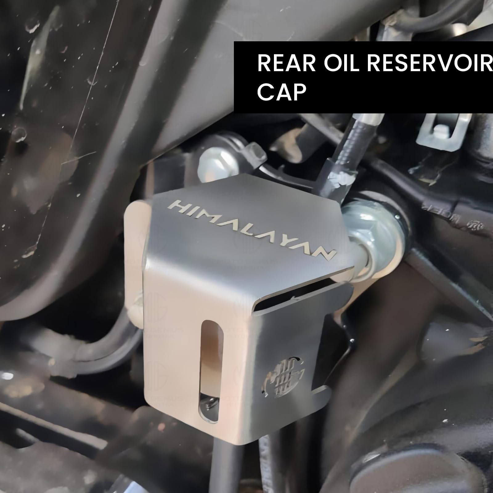 MOTO GENIUS Stainless Steel Rear Brake Oil Reservoir Guard for RE Himalayan BS3/BS4/BS6/Scram Motorbike | Durable Protection