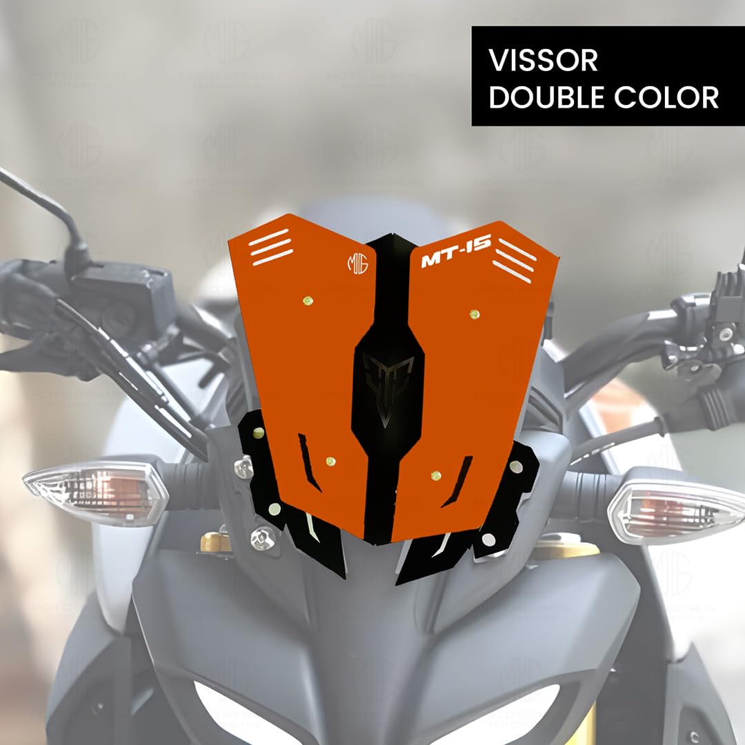 MOTO GENIUS Metal Visor Windscreen Windshield Deflector for MT 15 | Heavy Quality Flyscreen with Mount for Motorbike | Wind Sheld Protector