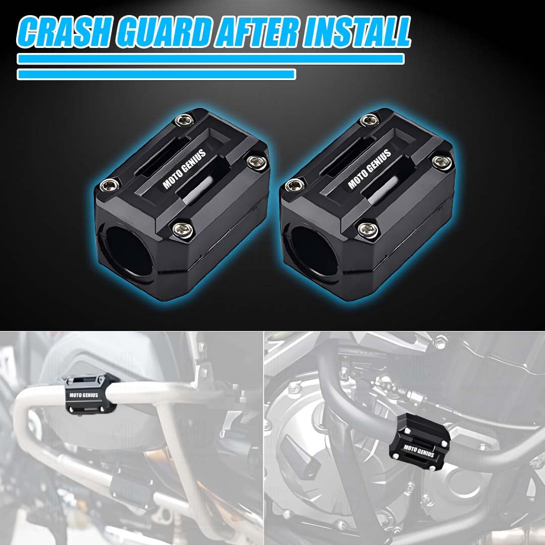 MOTO GENIUS Universal Motorcycle Engine Crash Guard Sliders | Lightweight Plastic Anti-Drop Protector for Crash Guard | Fits Most Motorbike Models (Pack of 2)