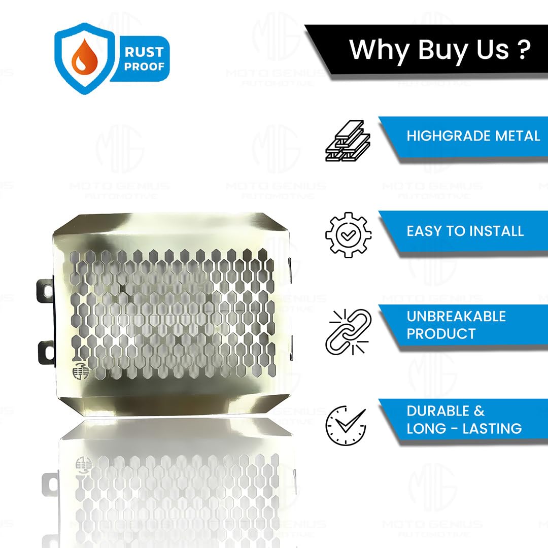 MOTO GENIUS Radiator Guard for RE Super Meteor 650 | Durable Stainless Steel Protector |Essential Accessory for Motorcycle Radiator Protection (Honeycomb Design)