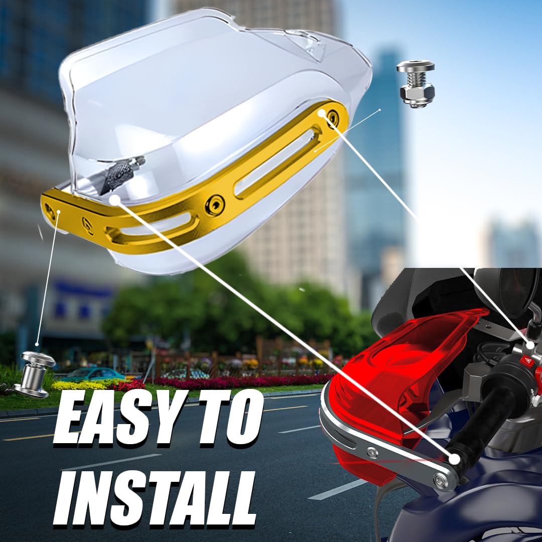 MOTO GENIUS Universal Motorcycle Handuards | Bike Wind Deflector Protectors for Handlebar Hand Safety, Fits Most Motorcycles