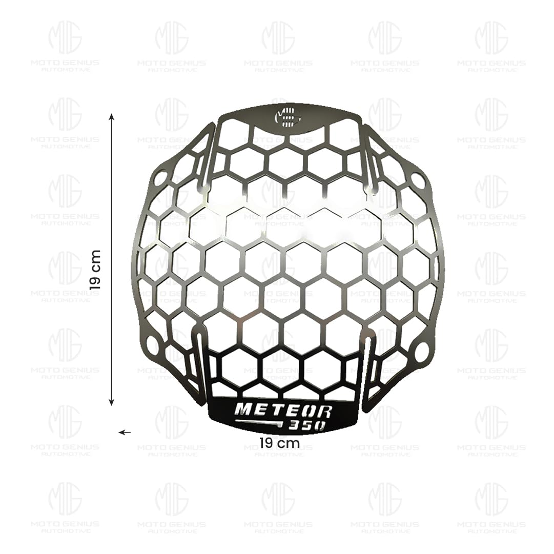 MOTO GENIUS Headlight Grill Guard for RE Meteor |Durable Stainless Steel Protective Cover for Motorcycle Lights ()