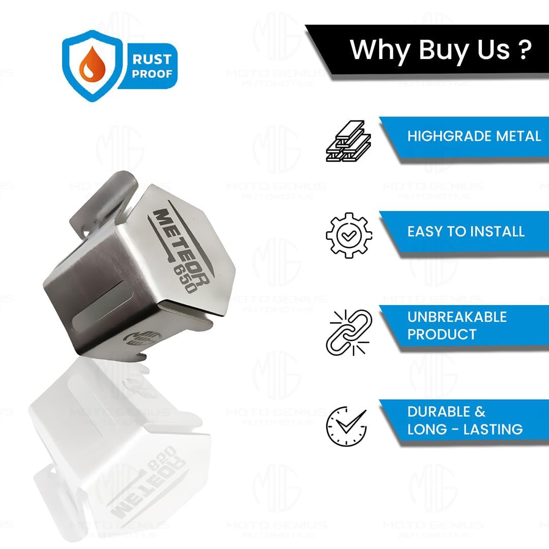 MOTO GENIUS Stainless Steel Rear Brake Oil Container Guard for RE Super Meteor 650 | Durable Protection & Stylish Design for Motorcycles ()