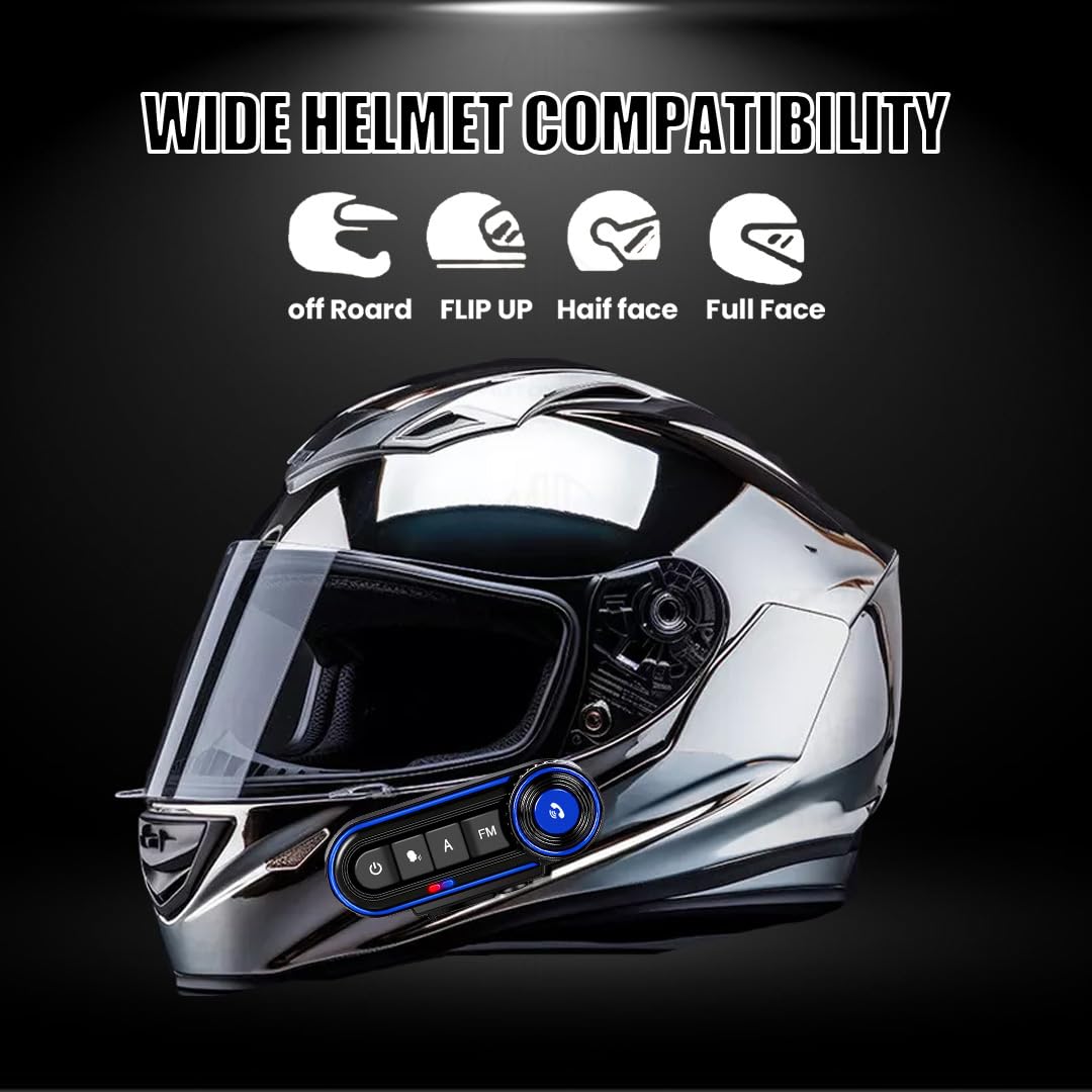 MOTO GENIUS BT-36 Motorcycle Helmet Bluetooth 5.3 Headset, Hands-Free Call, Stereo Sound, Noise Reduction, Waterproof, Voice Assistant Support, Includes Charging Cable, Compatible with All Helmets