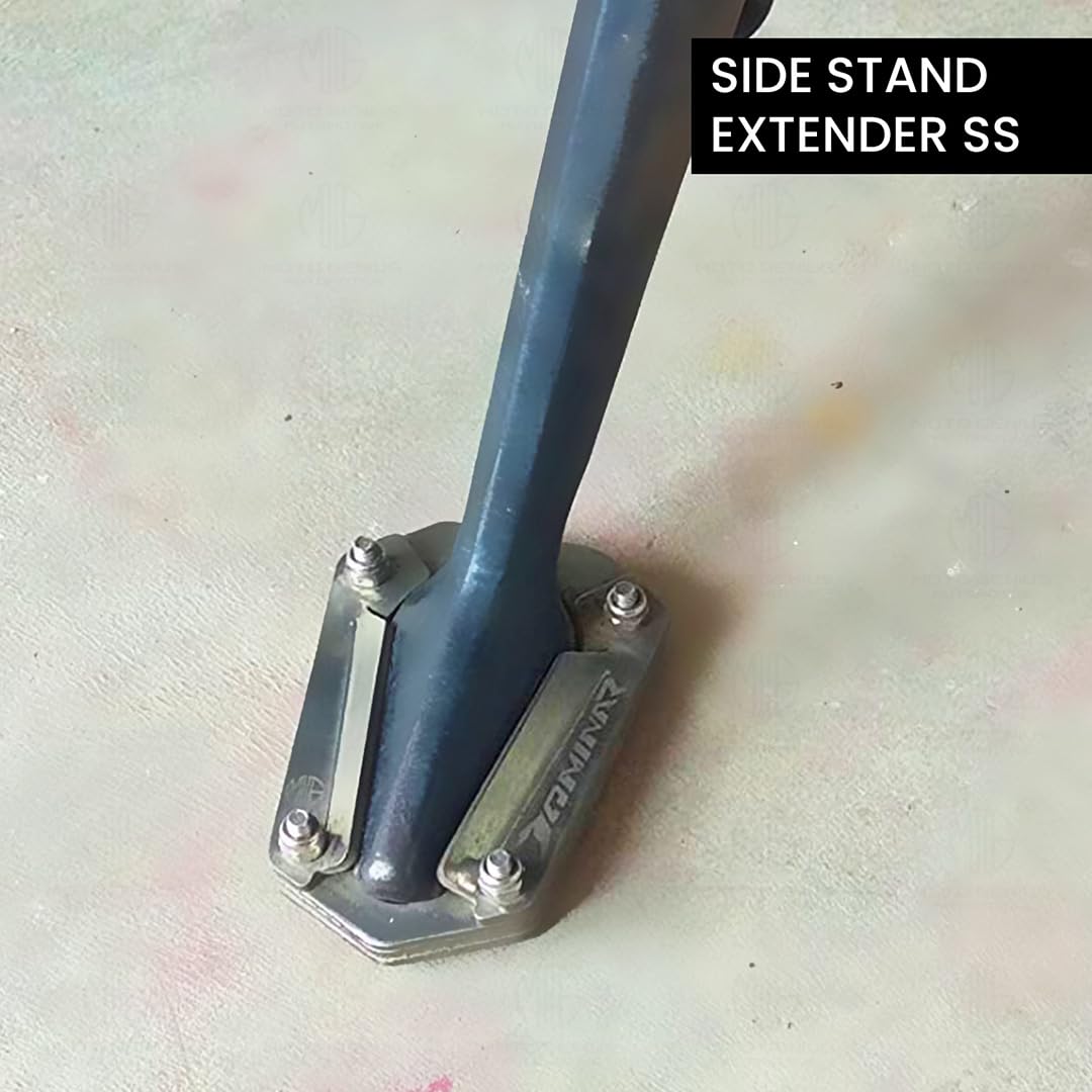 MOTO GENIUS Stainless Steel Side Stand Extender for Dominar 250 & 400 | Heavy Duty Parking Support and Stability Enhancer