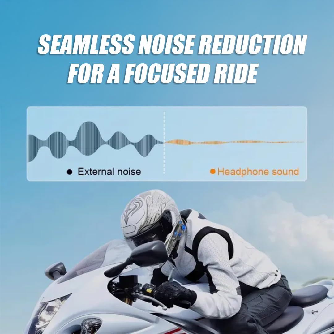 MOTO GENIUS JYD-C68 Bluetooth Helmet Headset for Motorcycle Riders | Wireless Hands-Free Music & Call System, Noise Reduction Mic, Waterproof IPX56, 25H Battery, RGB Light