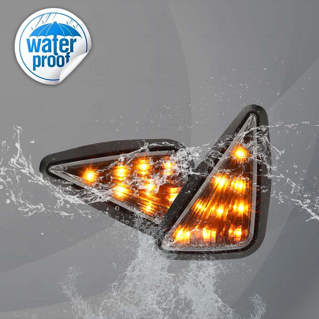 MOTO GENIUS Triangle Side Body Fitting LED Indicator Light for R15, CBR 250, CBR 150R, Ninja 250 – Waterproof, Durable & Stylish Motorcycle Turn Signal Lights (Pack of 2)