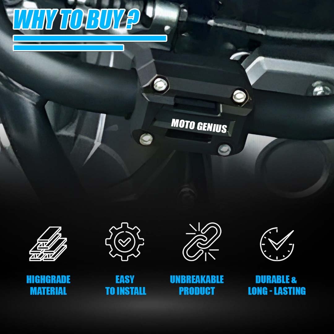 MOTO GENIUS Universal Motorcycle Engine Crash Guard Sliders | Lightweight Plastic Anti-Drop Protector for Crash Guard | Fits Most Motorbike Models (Pack of 2)