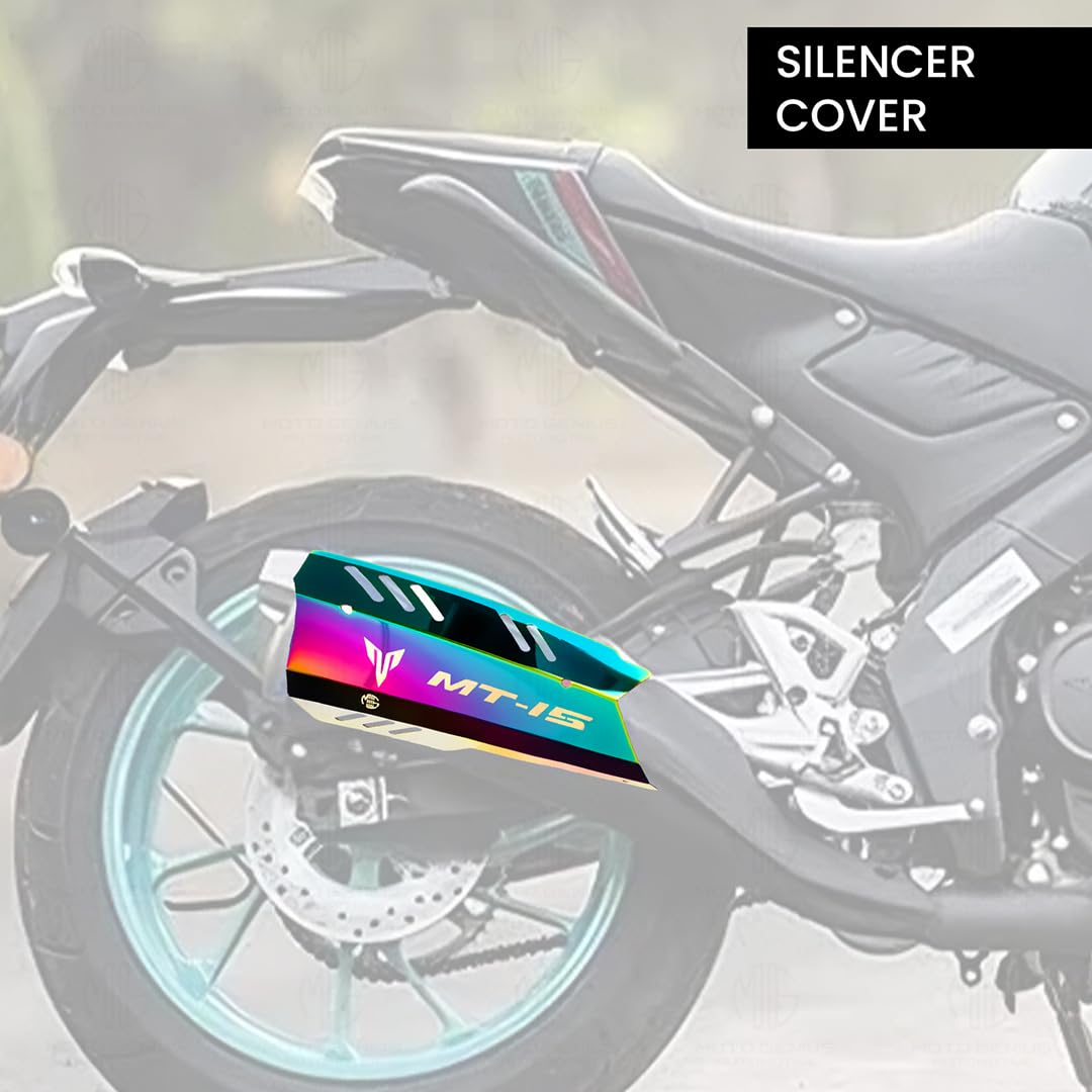MOTO GENIUS Stainless Steel Exhaust Cover Silencer Protector for MT 15 | Premium Exhaust Heat Shield Protector for Enhanced Durability and Style | Easy Installation ()