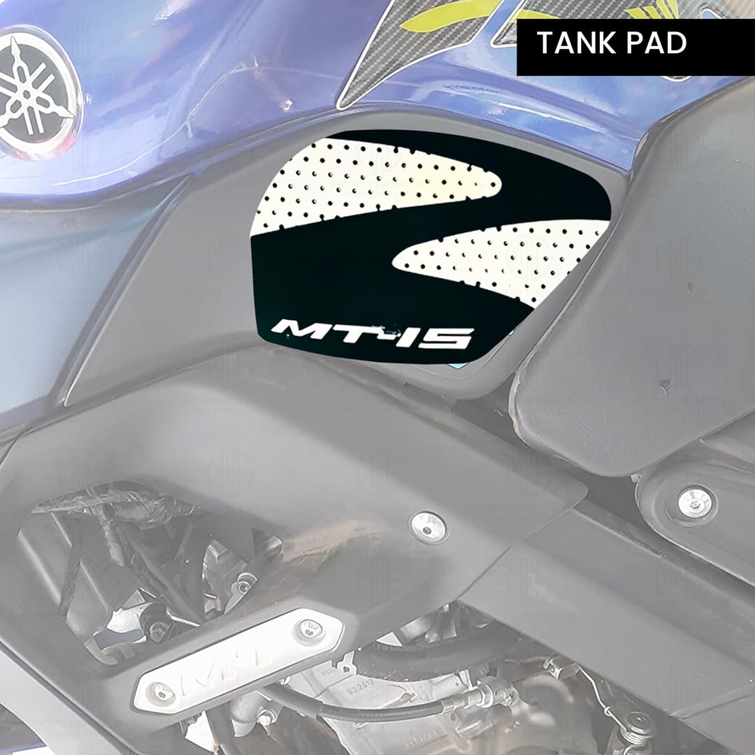 MOTO GENIUS Silicone Tank Pads for MT 15 | Premium Tank Protection Pads |Anti-Slip and Scratch-Resistant Design |Stylish and Durable (Pack of 2) (Black White)