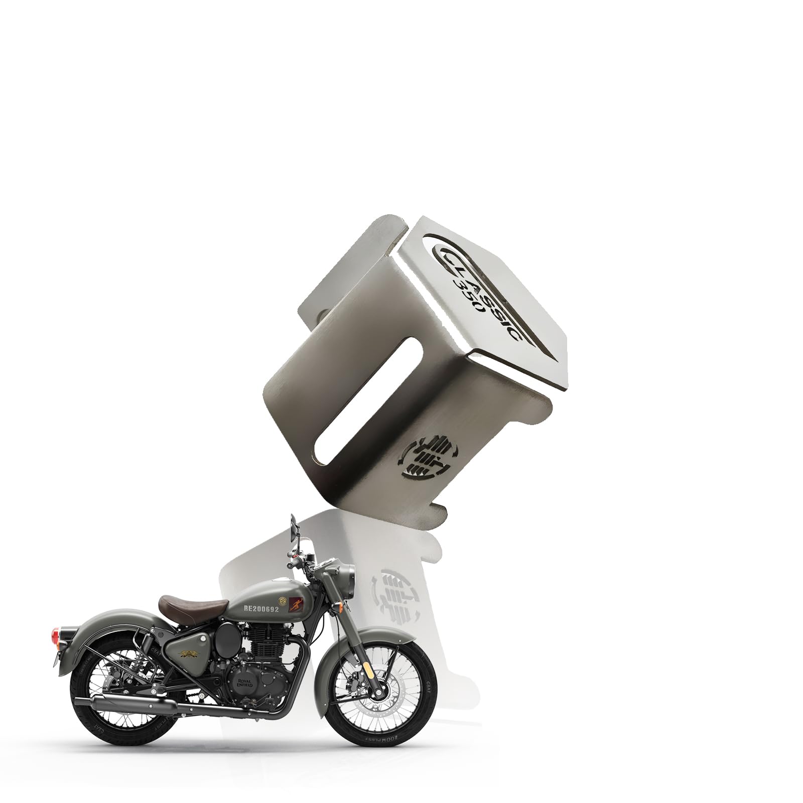 MOTO GENIUS Reborn Stainless Steel Rear Brake Oil Container Guard – Durable Protection & Stylish Design for Motorcycles ()