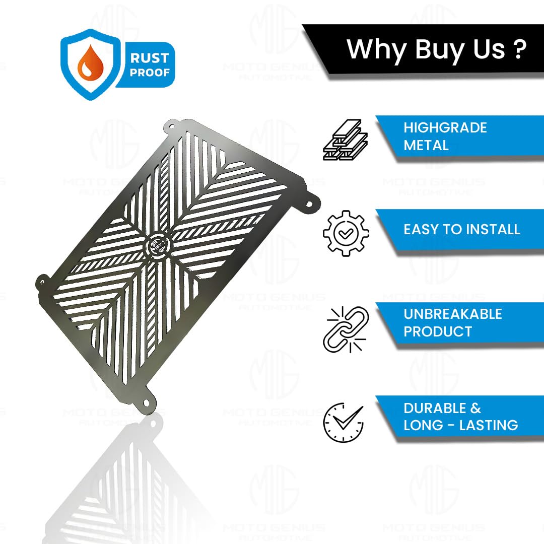 MOTO GENIUS Stainless Steel Radiator Grill Cover Guard Protector for Ninja 400 | Engine Cooling Protection | Rust-Resistant, Durable, Easy Installation ()