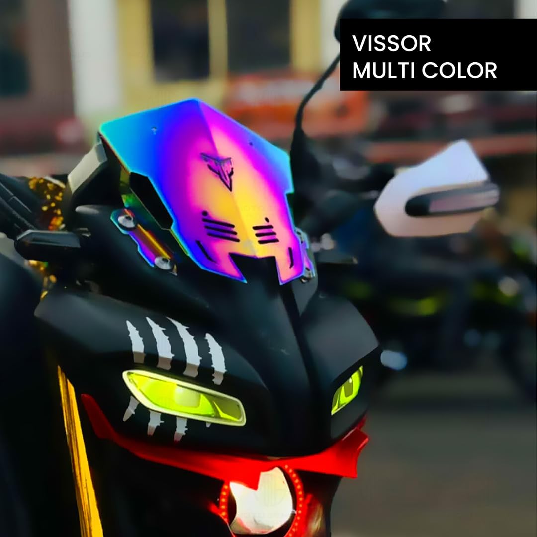 MOTO GENIUS Stainless Steel Visor Windscreen Windshield Deflector for MT 15 | Heavy Quality Flyscreen with Mount for Motorbike | Wind Sheld Protector