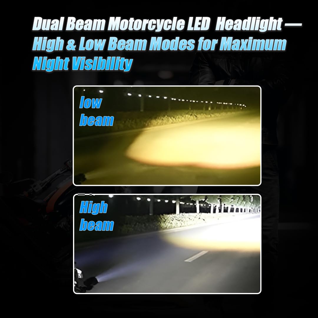 MOTO GENIUS 60W LED Fog Lights for Bike, Car, Motorcycle | Dual Color White & Yellow Projector Lights, Waterproof Y Shape Laser Beam Driving Lamps, High Brightness, Universal Fit (Pack of 2)