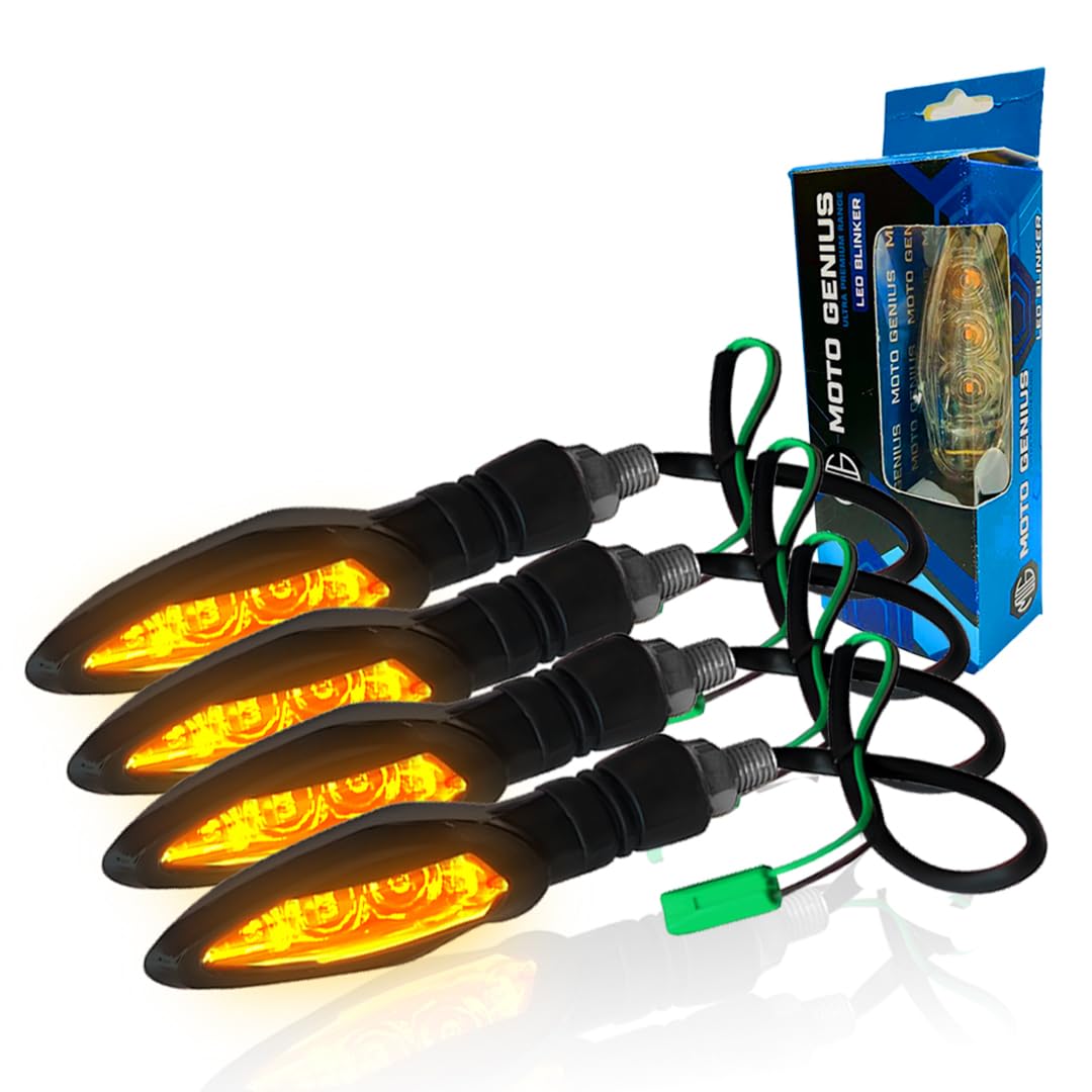 MOTO GENIUS KTM Waterproof Flexible Unbreakable Premium Silicone Rubber LED Indicator Light - High Brightness Universal Fit for All Bikes (2 Pieces)