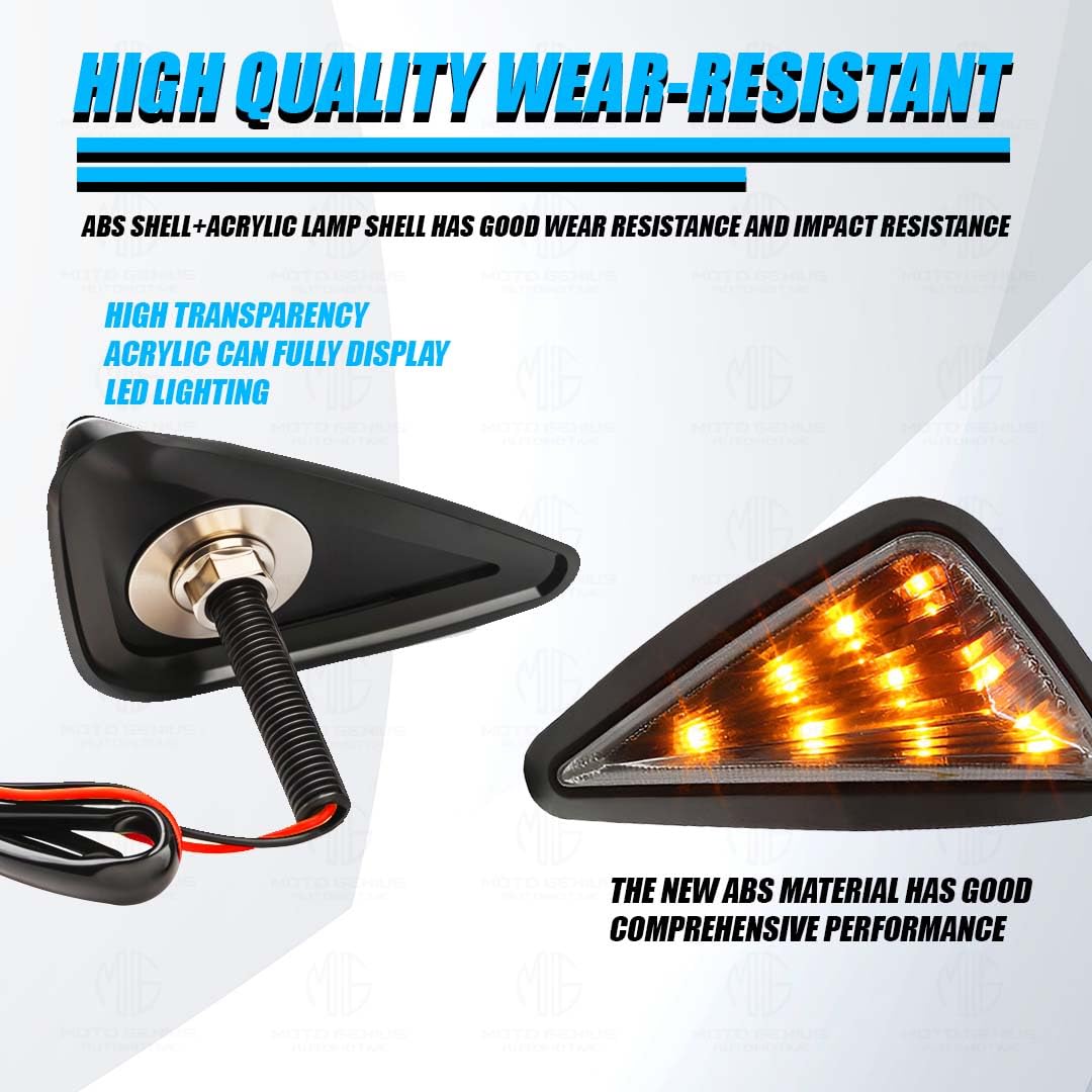 MOTO GENIUS Triangle Side Body Fitting LED Indicator Light for R15, CBR 250, CBR 150R, Ninja 250 – Waterproof, Durable & Stylish Motorcycle Turn Signal Lights (Pack of 2)