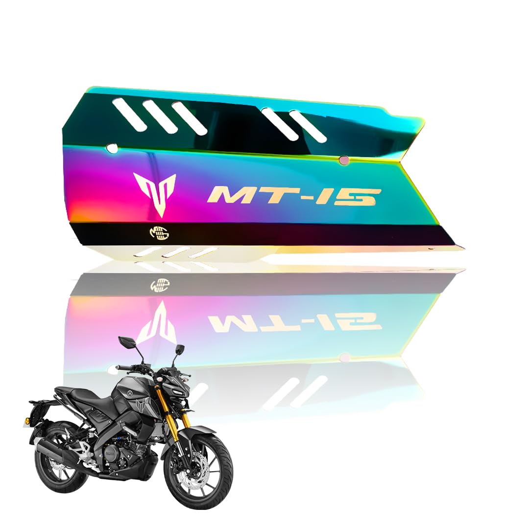 MOTO GENIUS Stainless Steel Exhaust Cover Silencer Protector for MT 15 | Premium Exhaust Heat Shield Protector for Enhanced Durability and Style | Easy Installation ()