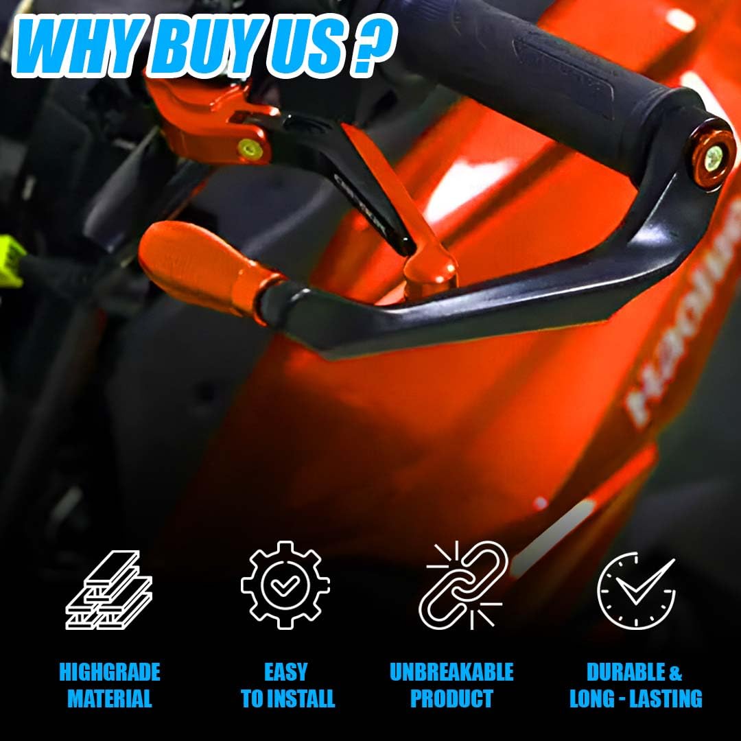 MOTO GENIUS Adjustable CNC Brake Clutch Lever Protector Guard for Motorcycles & Bikes | Universal Fit, Durable Aluminum, Lever Protection, Minimalist Design ()