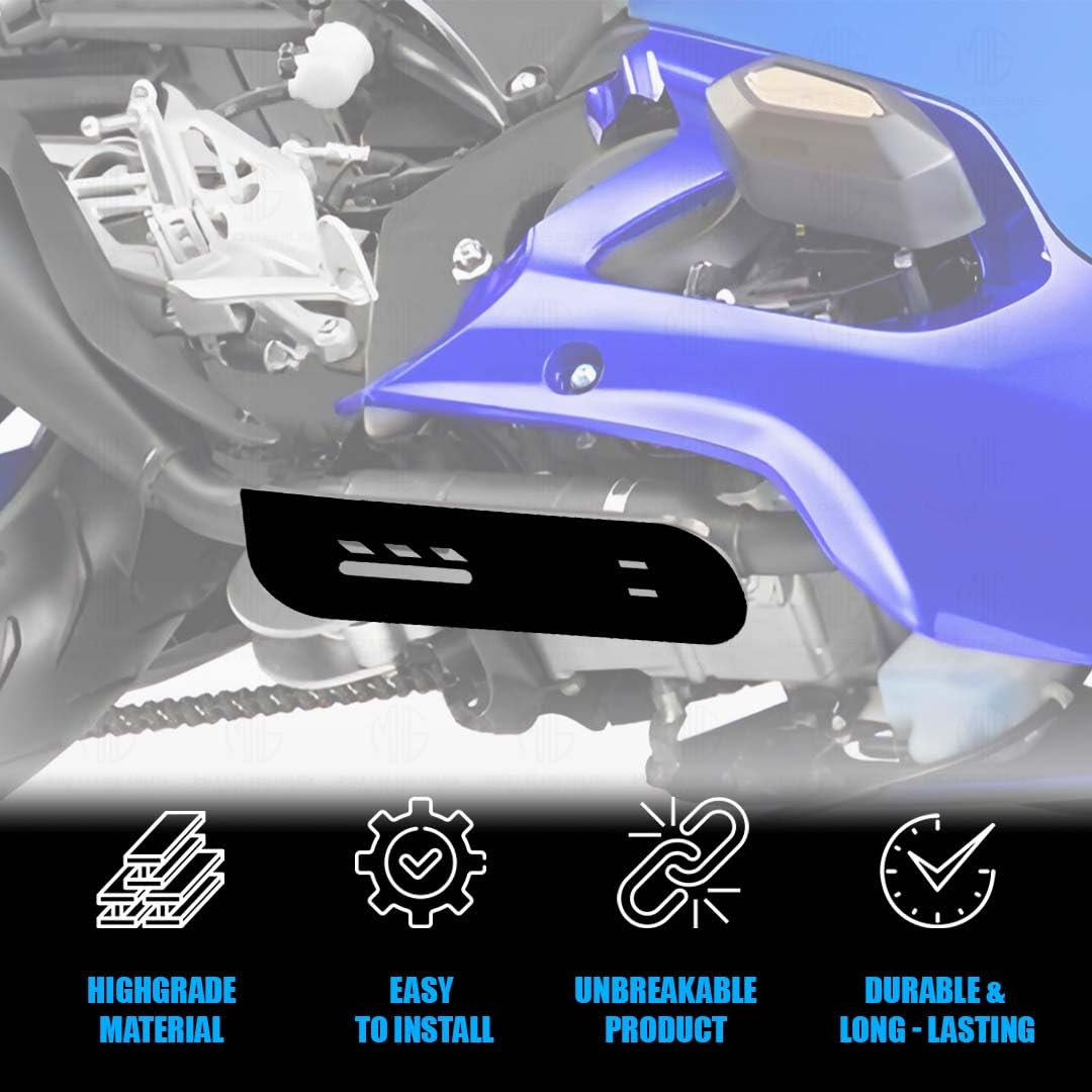 MOTO GENIUS Skid Plate with Clamp & Washer for R15 V4 | Underbelly Guard for Silencer & Chassis Protection