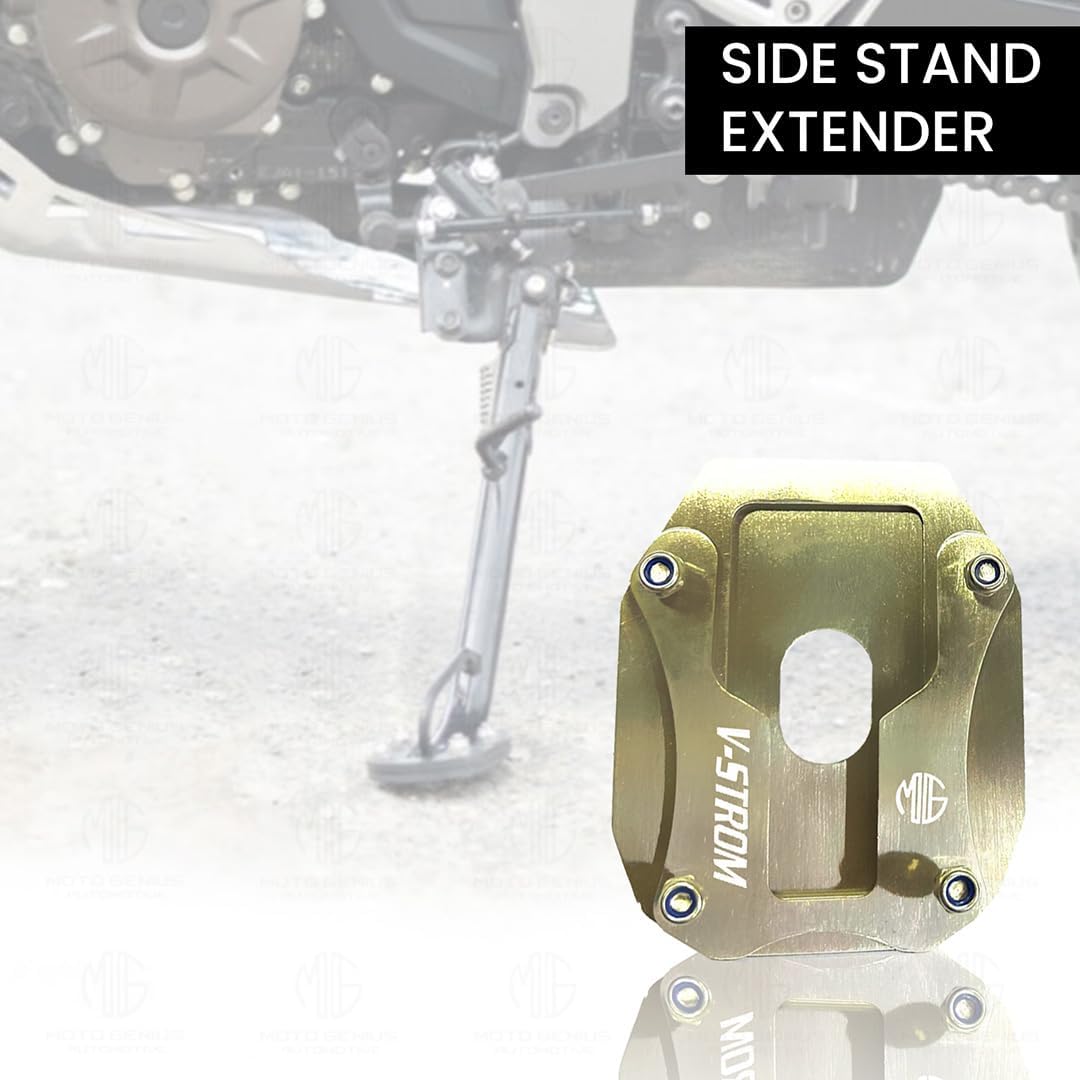 MOTO GENIUS Stainless Steel Side Stand Extender for V-Strom Motorbike | Heavy Duty Parking Support and Stability Enhancer | Durable and Rust Resistant