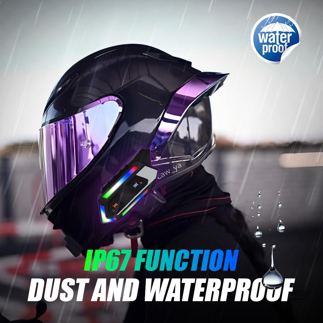 MOTO GENIUS JYD-C10 Motorcycle Bluetooth Headset for Helmet | Dual Earphones with Mic, Hands-Free Calling, Music Control, Connects 2 Phones, Long Battery Life, Compatible with iOS & Android Devices