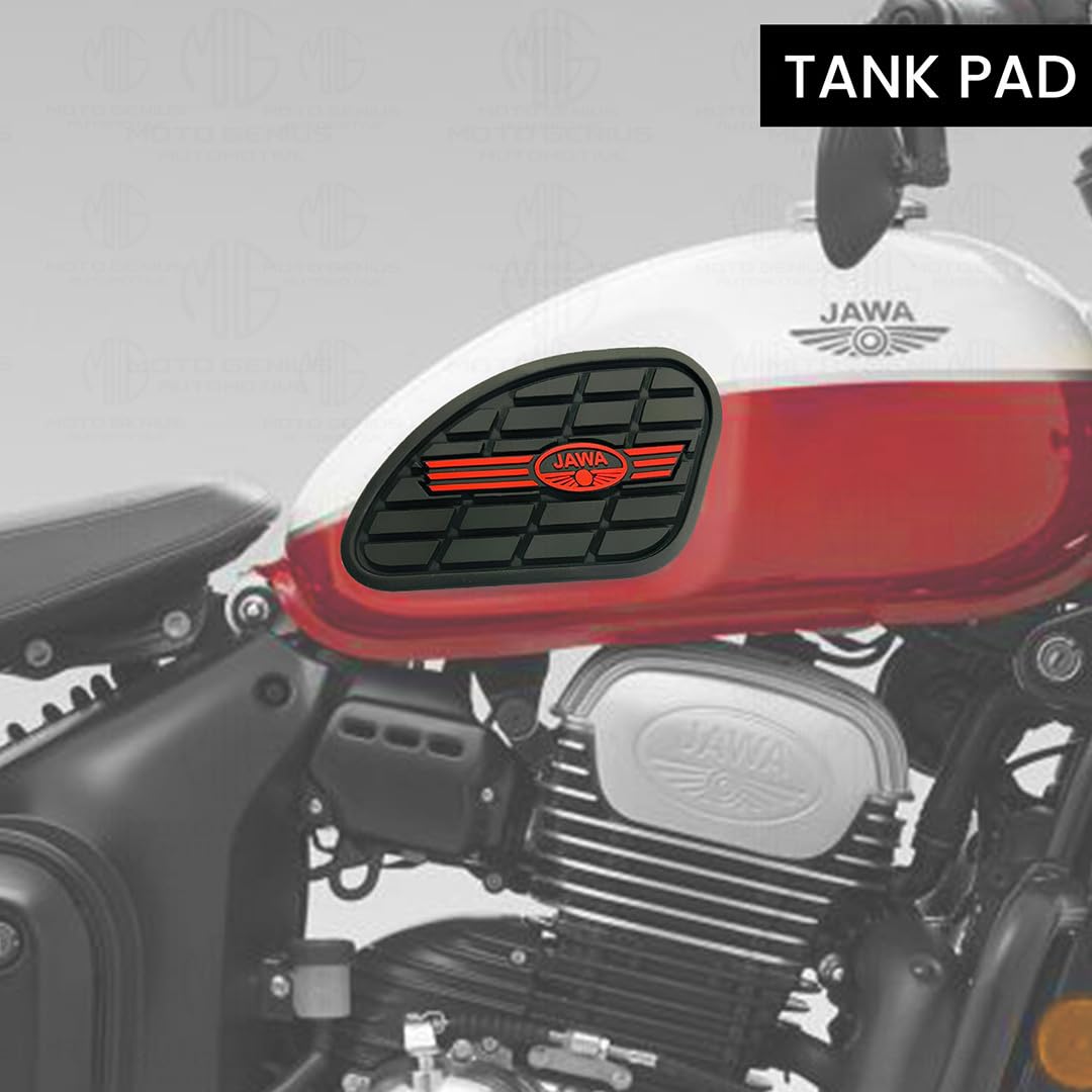MOTO GENIUS Silicone Tank Pads for JAWA All Models Motorbike | Premium Tank Protection Pads | Anti-Slip and Scratch-Resistant Design | Stylish and Durable | (Pack of 2) ()