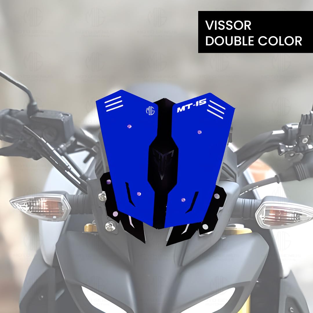 MOTO GENIUS Metal Visor Windscreen Windshield Deflector for MT 15 | Heavy Quality Flyscreen with Mount for Motorbike | Wind Sheld Protector