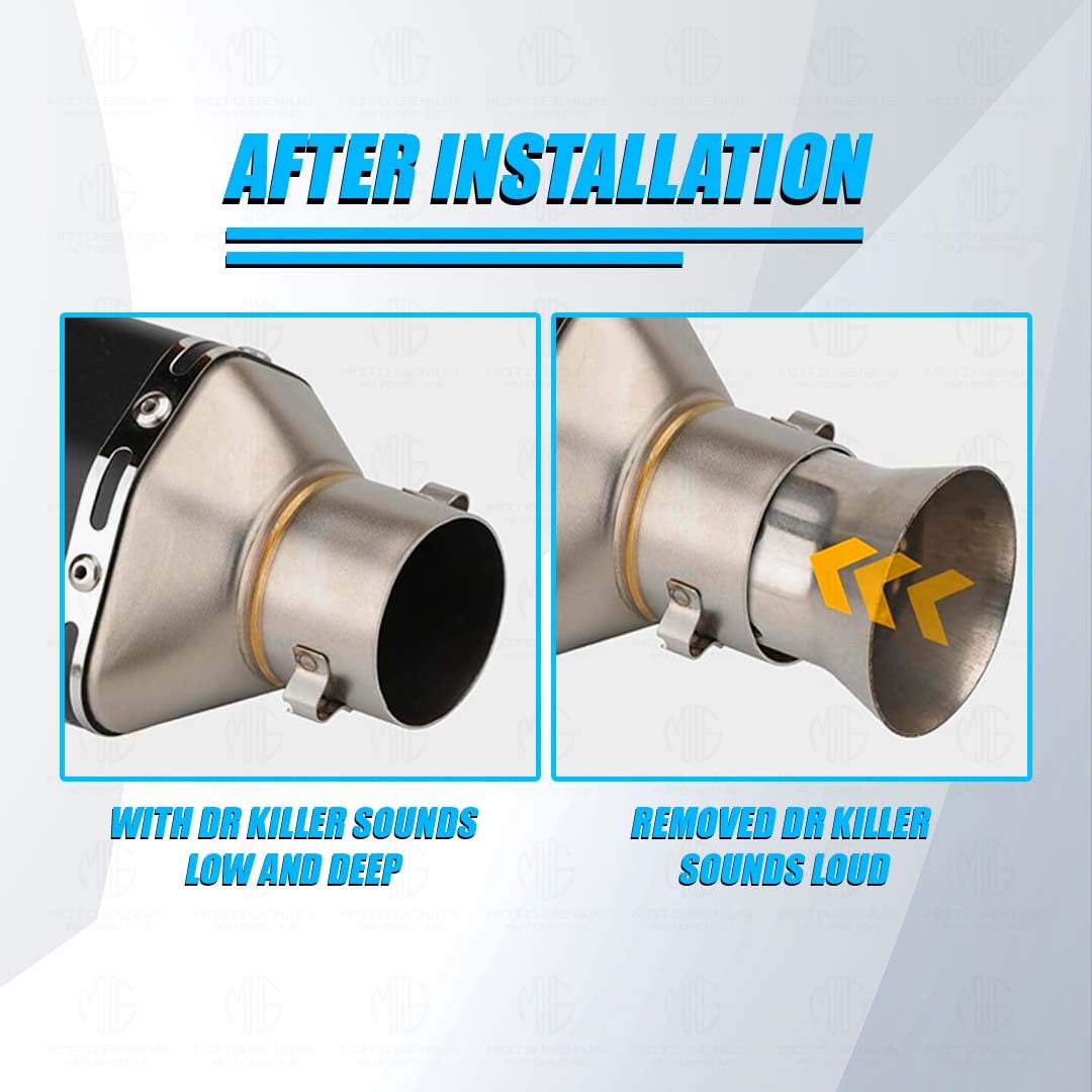 MOTO GENIUS Motorcycle Stainless Steel Universal Exhaust DB Killer | 51mm Silencer Muffler for Enhanced Performance (Cylinder Shape)