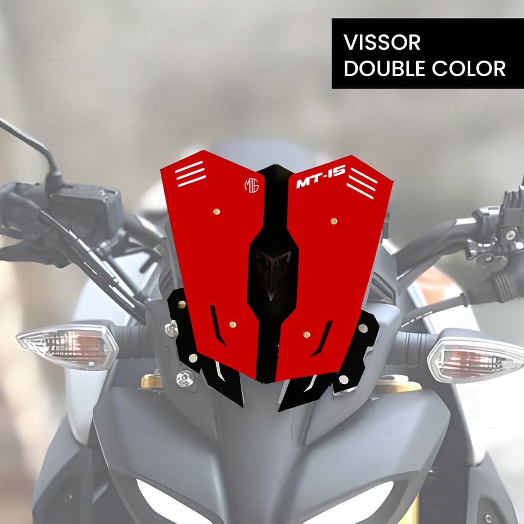 MOTO GENIUS Metal Visor Windscreen Windshield Deflector for MT 15 | Heavy Quality Flyscreen with Mount for Motorbike | Wind Sheld Protector