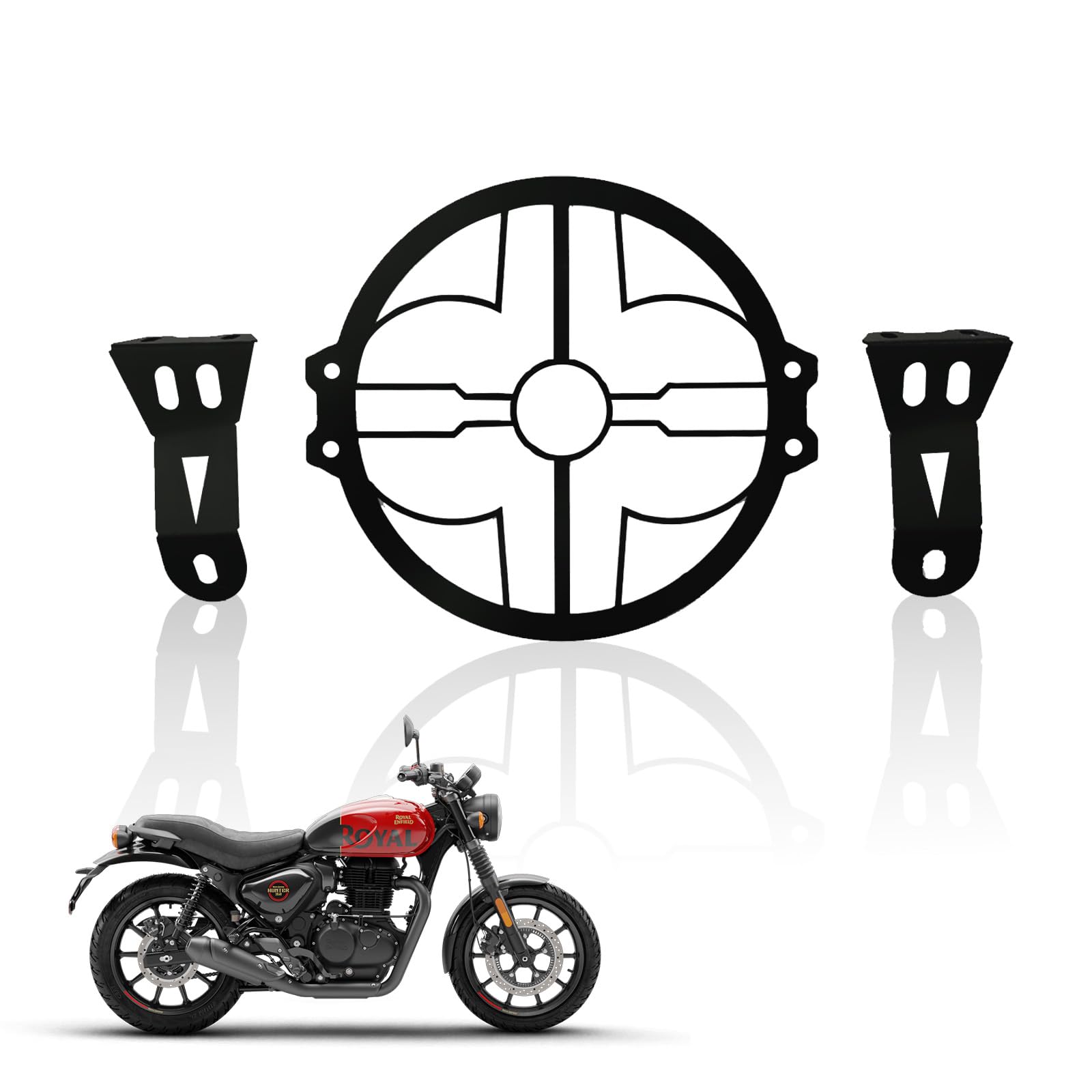 MOTO GENIUS Front Headlight Grill Guard for HUNTER Motorbike | Durable Metal Protective Head Light Frame Protector