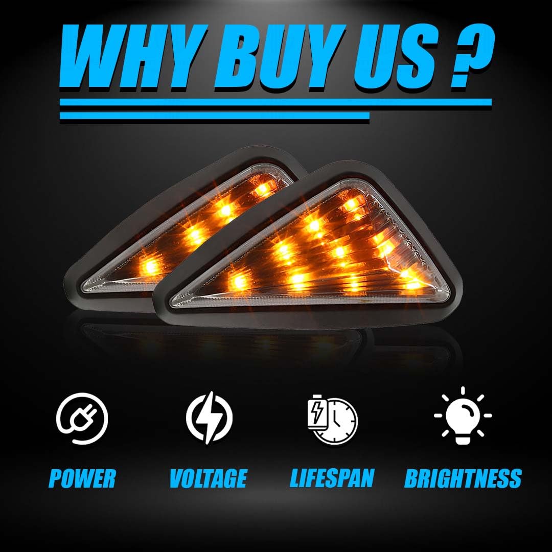 MOTO GENIUS Triangle Side Body Fitting LED Indicator Light for R15, CBR 250, CBR 150R, Ninja 250 – Waterproof, Durable & Stylish Motorcycle Turn Signal Lights (Pack of 2)