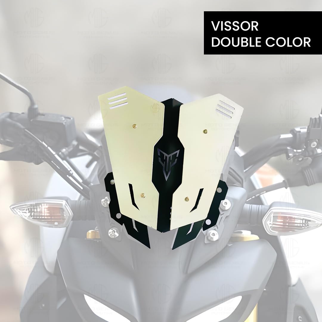 MOTO GENIUS Metal Visor Windscreen Windshield Deflector for MT 15 | Heavy Quality Flyscreen with Mount for Motorbike | Wind Sheld Protector