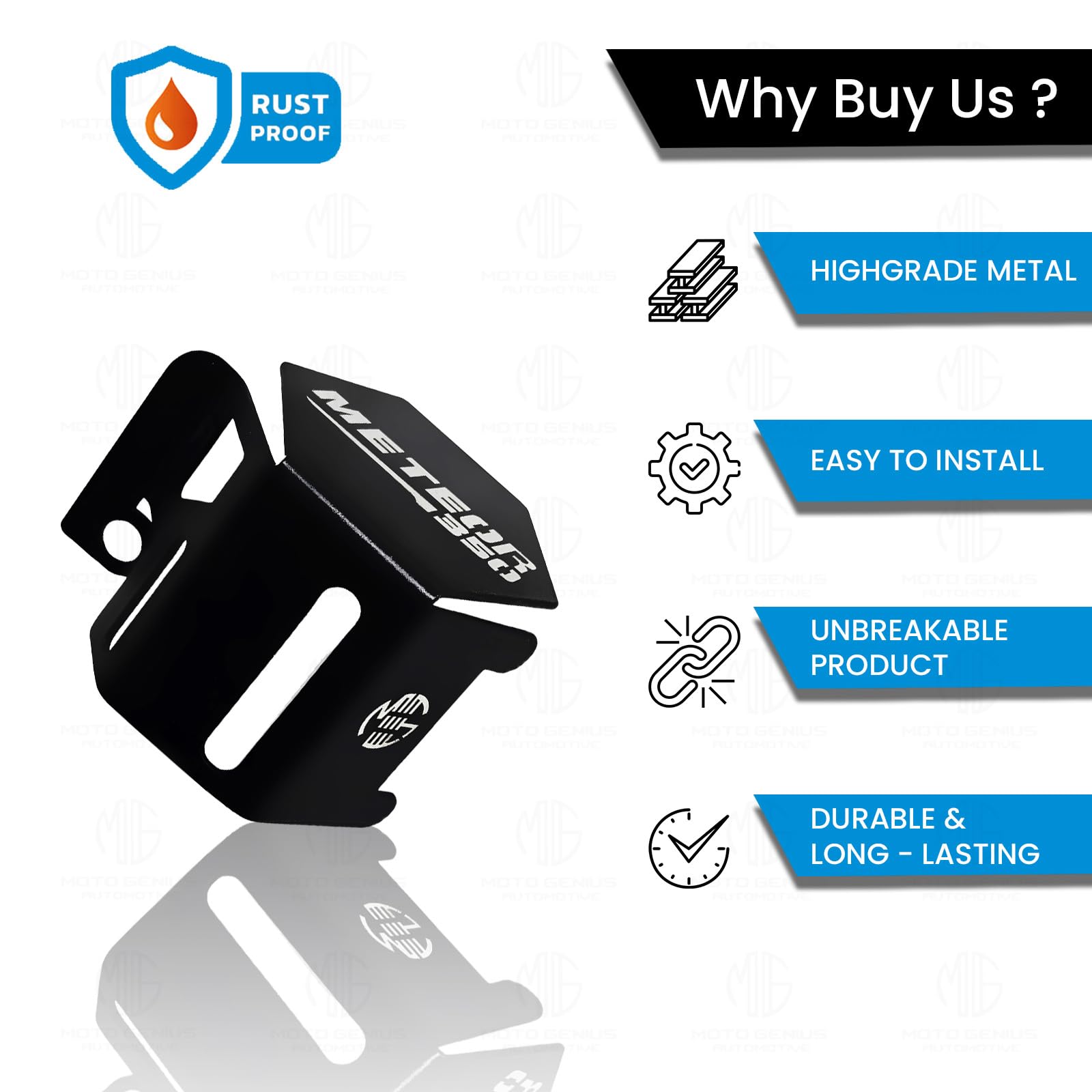 MOTO GENIUS Stainless Steel Rear Brake Oil Container Guard for Meteor 350, Durable & Stylish Protection ()