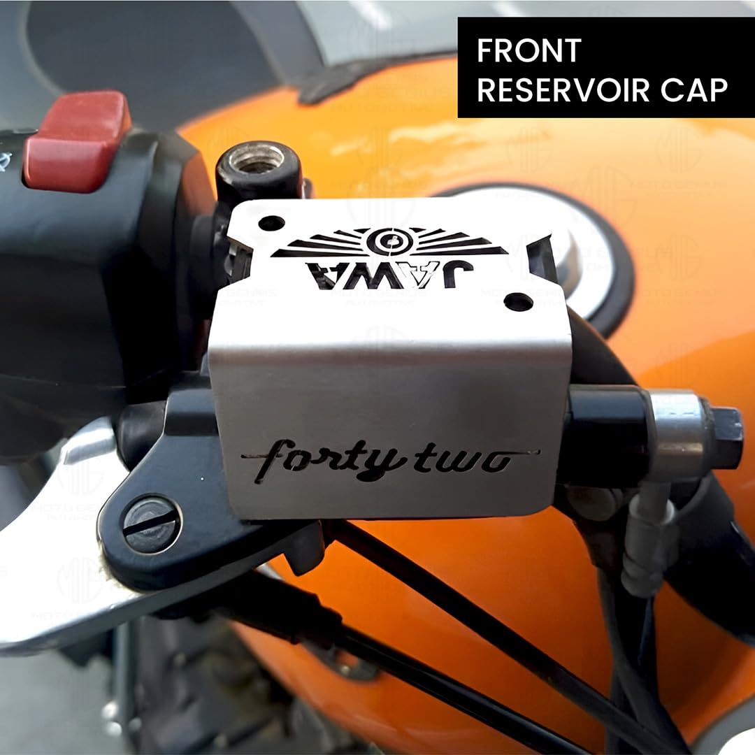 MOTO GENIUS Stainless Steel Front Disc Brake Fluid Reservoir Oil Cap for JAWA 42 Motorbike Replacement for Enhanced Durability and Performance (Pack of 1)