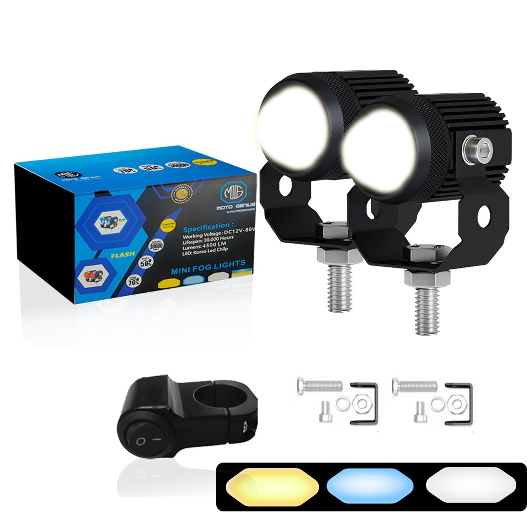 LED Fog Lights with Switch for Car Motorcycle Scooter | 2PCS 20W