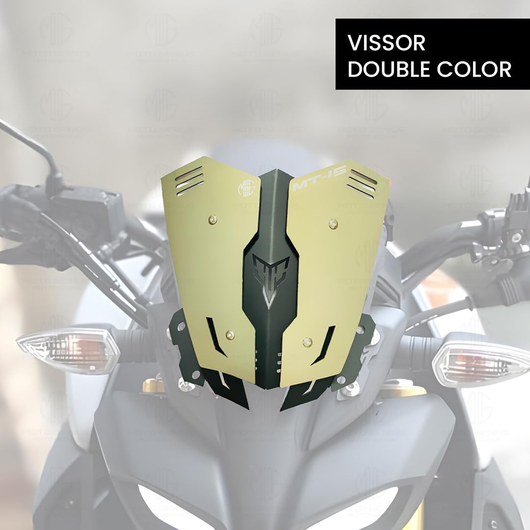 MOTO GENIUS Metal Visor Windscreen Windshield Deflector for MT 15 | Heavy Quality Flyscreen with Mount for Motorbike | Wind Sheld Protector