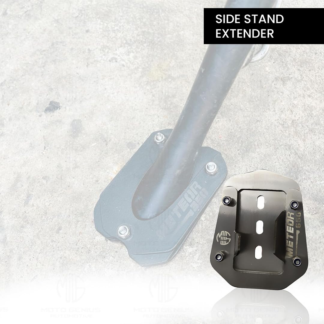 MOTO GENIUS Stainless Steel Side Stand Extender for RE Super Meteor 650 | Heavy Duty Parking Support and Stability Enhancer ()