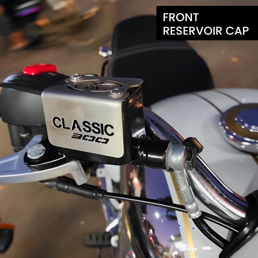 MOTO GENIUS Stainless Steel Front Disc Brake Fluid Reservoir Oil Cap for RE Himalayan BS3/BS4/BS6/Scram Motorbike | Replacement for Enhanced Durability and Performance (Pack of 1) ()