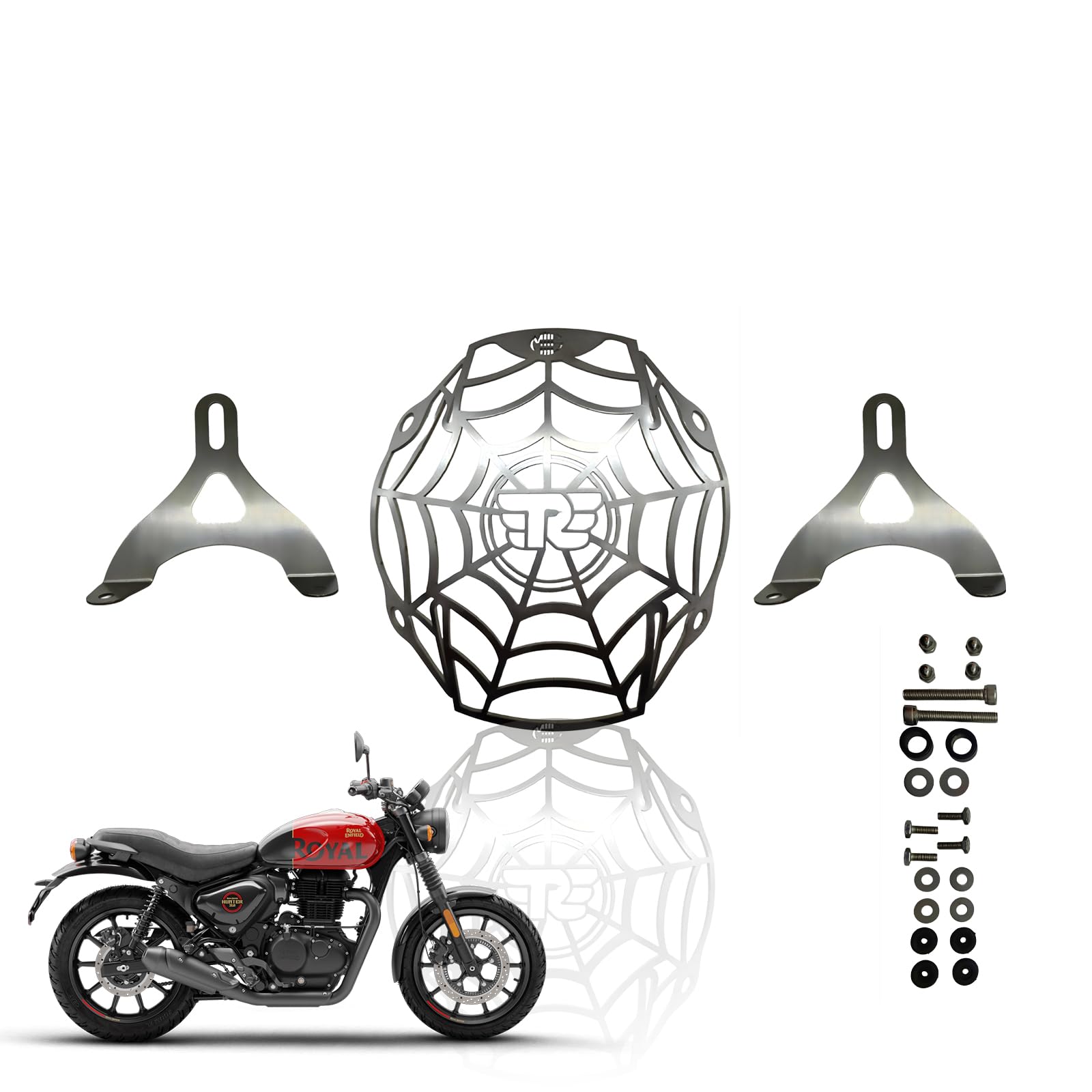 MOTO GENIUS Headlight Grill Guard for Hunter | Durable Stainless Steel Protective Cover for Motorcycle Lights (Check Head Grill)