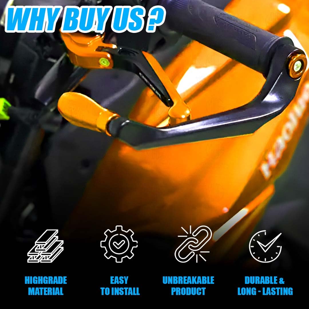 MOTO GENIUS Adjustable CNC Brake Clutch Lever Protector Guard for Motorcycles & Bikes | Universal Fit, Durable Aluminum, Lever Protection, Minimalist Design ()